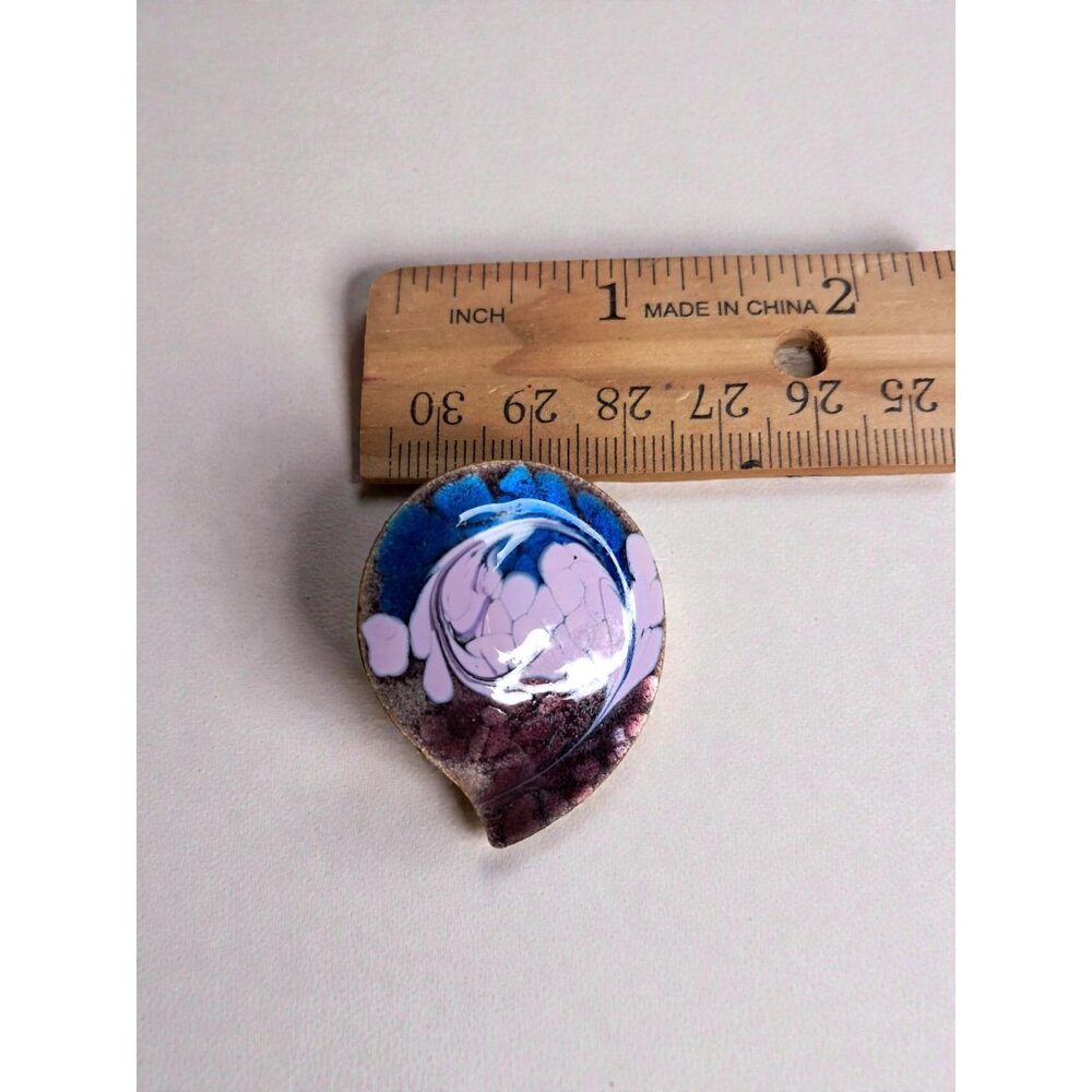 Vintage 1950s-1970s Enamel Copper Earrings, Purple and Blue Abstract Design - Picture 6 of 6